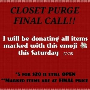 CLOSET CLEANOUT!! FINAL CALL BEFORE DONATION! IF ITS MARKED 💸, ITS LEAVING!